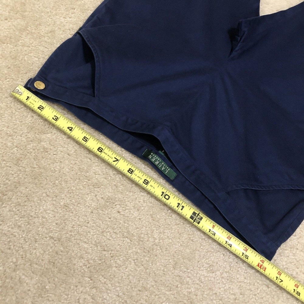 Lauren Ralph Lauren Chino Pants Womens Size 8 Navy Straight Leg Cotton Side Zip - Picture 3 of 6